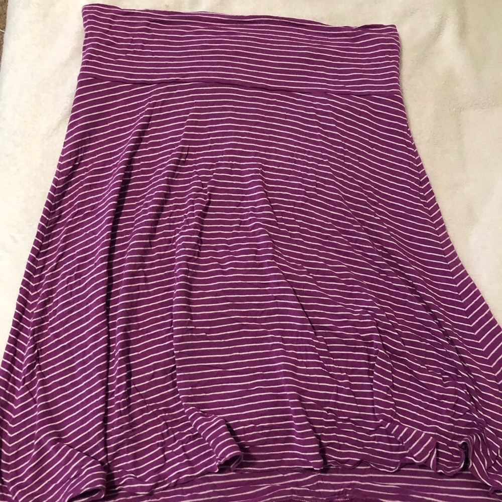 Massini Purple and White Striped A-Line Skirt